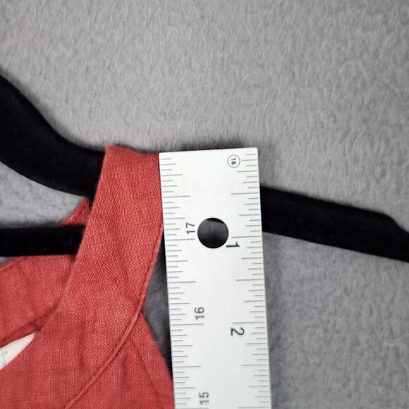 Sigrid Olsen Dress Womens Small Coral Linen Sleeveless High Neck Shift Keyhole - Picture 4 of 10